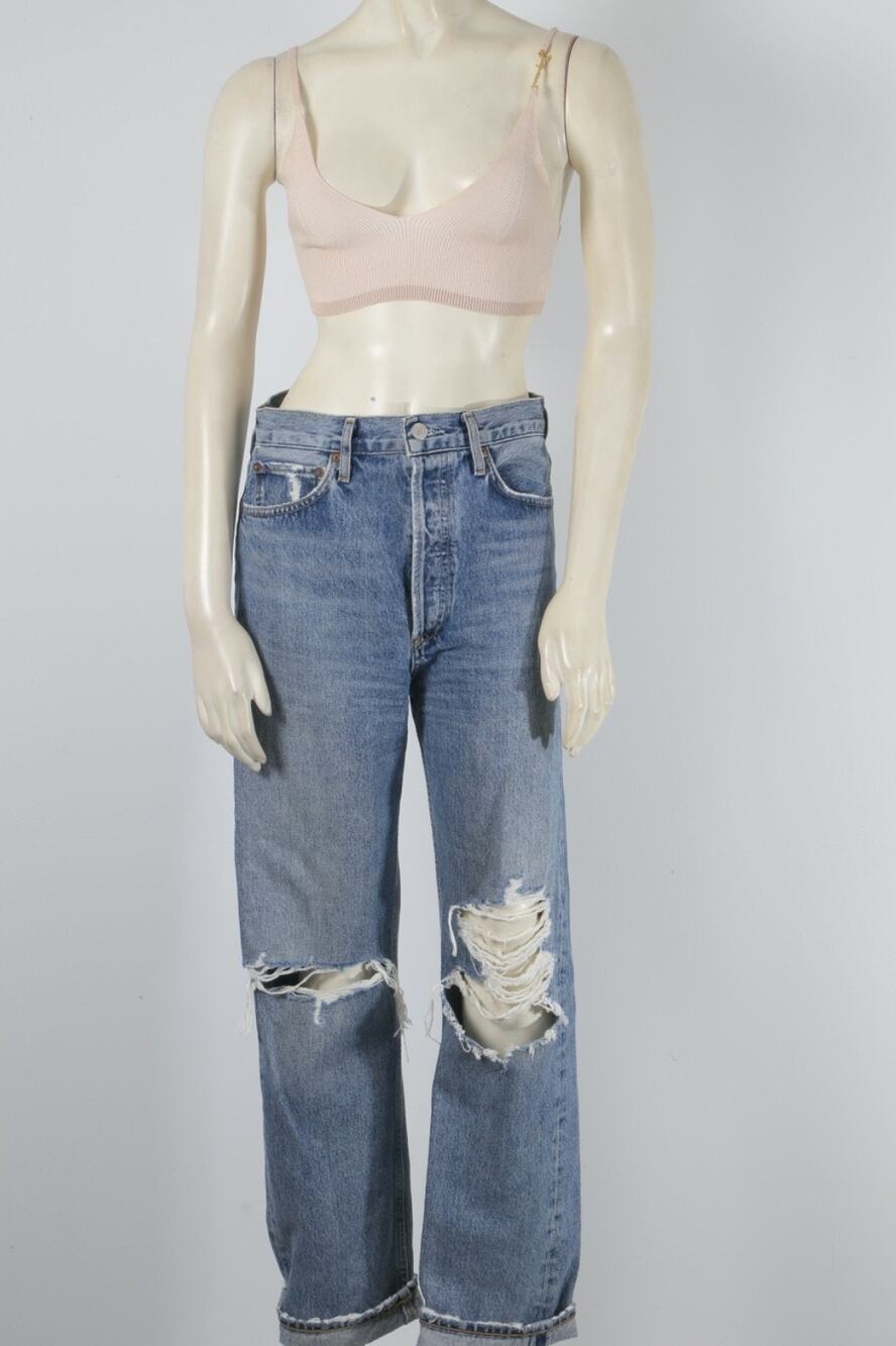 AGOLDE 90s Pinch Waist Distressed Organic Cotton High Rise Straight Jeans Sz 26